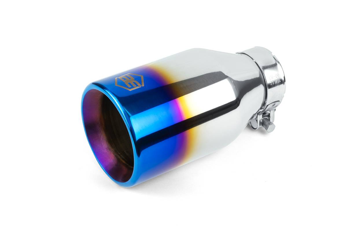 TRI-HYBERS 4" Straight Cut Double Wall Exhaust Tip | 2.25" Inlet, 7" Long | 304 Polished Stainless Steel