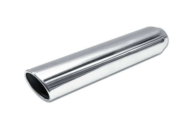 Vibrant 5.5in x 3in Oval SS Exhaust Tip (Single Wall Angle Cut Rolled Edge)