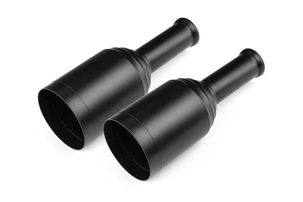 AERO Exhaust - AERO Exhaust - 10102 Black Powder Coat Direct-fit Replacement Exhaust Tips for 2009-2019 RAM - 5.0" Straight Cut Outlet / 2.5" Inlet / 14.0" Length - Pair - Image 1