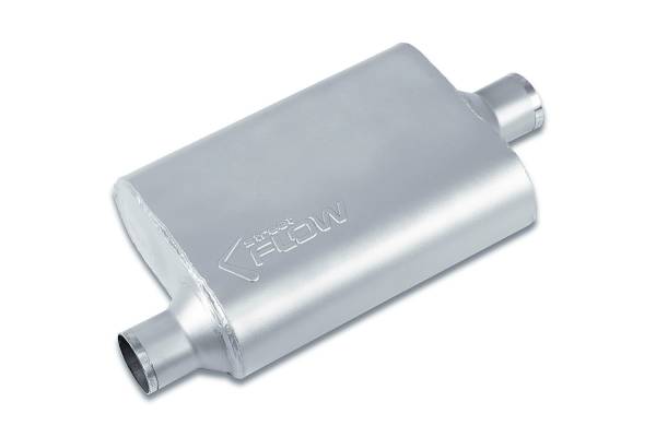Street Flow - Street Flow - SF42441 2 Chamber 4"x9.5" Oval Body Muffler - 2.25" Offset In / 2.25" Center Out - Image 1