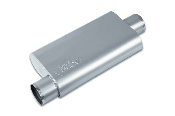 Street Flow - Street Flow - SF43551 3 Chamber 4"x9.5" Oval Body Muffler - 3.5" Offset In / 3.5" Center Out - Image 1