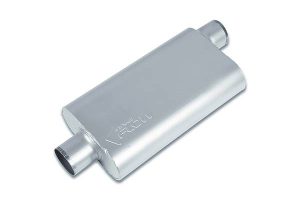 Street Flow - Street Flow - SF53057 3 Chamber 4"x9.5" Oval Body Muffler - 3.0" Center In / 3.0" Offset Out - Image 1