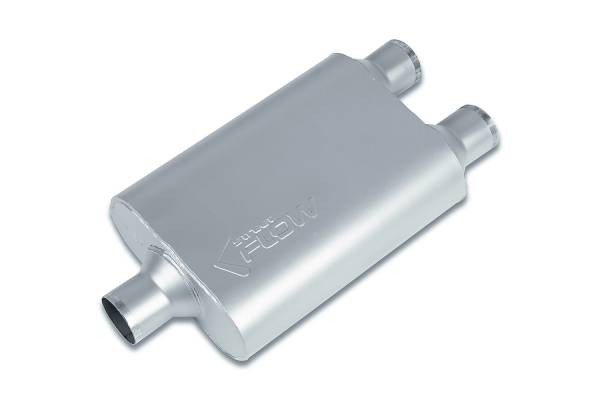 Street Flow - Street Flow - SF424422 2 Chamber 4"x9.5" Oval Body Muffler - 2.25" Center In / 2.25" Dual Out - Image 1