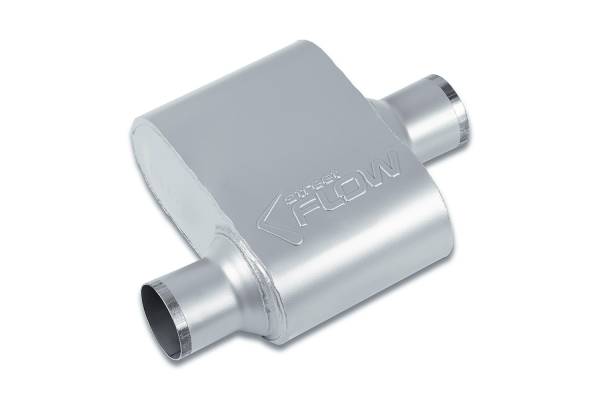 Street Flow - Street Flow - SF425110 1 Chamber 4"x9.5" Oval Body Muffler - 2.5" Offset In / 2.5" Center Out - Image 1
