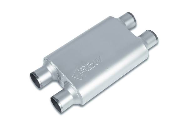 Street Flow - Street Flow - SF425404 2 Chamber 4"x9.5" Oval Body Muffler - 2.5" Dual In / 2.5" Dual Out - Image 1