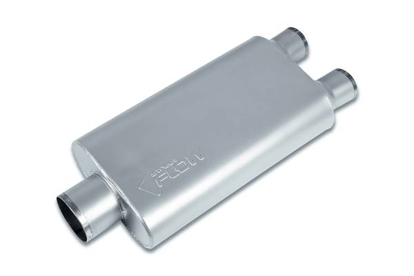 Street Flow - Street Flow - SF435502 3 Chamber 4"x9.5" Oval Body Muffler - 3.5" Center In / 2.5" Dual Out - Image 1