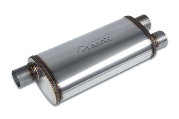 Street Max - Street Max - SM12265 Transverse Oval Body Exhaust Muffler  - 2.5" Offset In  / 2.5" Dual Out - Image 1