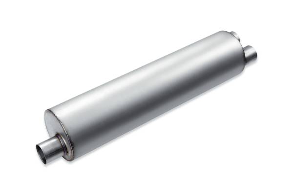 Premium Duty - Premium Duty - PD715 7" Round Body Muffler - 2.5" Dual In 2.5" Offset Out - Image 1