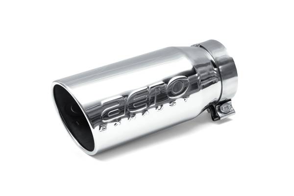 AERO Exhaust - AERO Exhaust - 10117 Polished Stainless Exhaust Tip - 5.0" Angle Cut Rolled Edge Outlet / 4.0" Bolt-on Inlet / 11.5" Length - Image 1