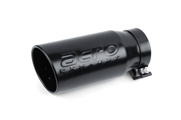 AERO Exhaust - AERO Exhaust - 10118 Black Powder Coat Exhaust Tip - 5.0" Angle Cut Rolled Edge Outlet / 4.0" Bolt-on Inlet / 11.5" Length - Image 1
