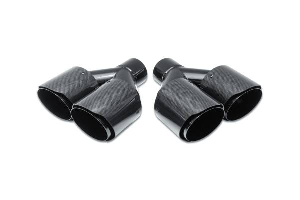 Street Style - Street Style - SS4025116CF Carbon Fiber Dual Exhaust Tips - 4.0" Angle Cut Dual Outlet / 2.5" Inlet / 10.0" Length - Driver & Passenger Side Pair - Image 1
