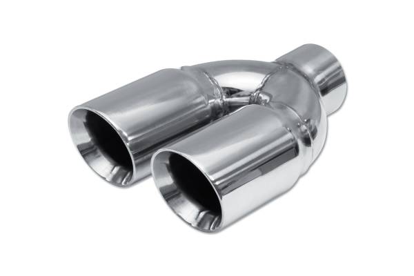 Street Style - Street Style - SS253095 Polished Stainless Double Wall Dual Exhaust Tip - 3.0" Angle Cut Outlets / 2.5" Inlet / 9.5" Length - Non-Staggered - Image 1