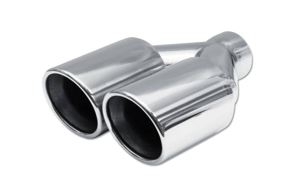 Street Style - Street Style - SS2253595 Polished Stainless Double Wall Dual Exhaust Tip - 3.5" Angle Cut Rolled Edge Outlets / 2.25" Inlet / 9.5" Length - Non-Staggered - Image 1