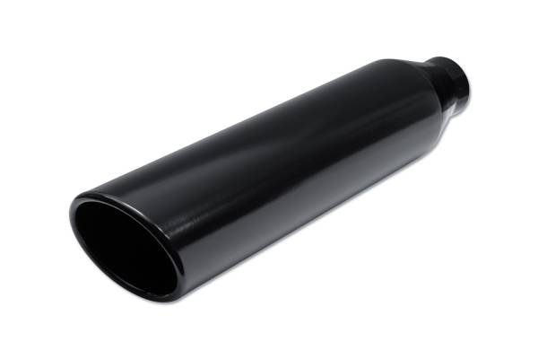 Street Style - Street Style - SS2254018BLK Black Powder Coat Single Wall Exhaust Tip - 4.0" Angle Cut Rolled Edge Outlet / 2.25" Inlet / 18.0" Length - Image 1