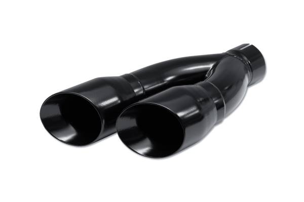 Street Style - Street Style - SS130BLK Black Powder Coat Double Wall Dual Exhaust Tip - 4.0" Angle Cut Outlets / 3.0" Inlet / 16.0" Length - Staggered - Image 1