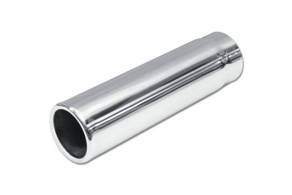 Street Style - Street Style - SS007 Polished Stainless Single Wall Exhaust Tip - 2.5" Straight Cut Rolled Edge Outlet / 2.25" Inlet / 10.0" Length - Image 1