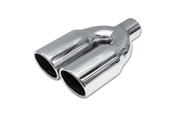 Street Style - Street Style - SS026S Polished Stainless Dual Exhaust Tip - 3.5" Angle Cut Rolled Edge Outlets / 2.25" Inlet / 12.0" Length - Image 1