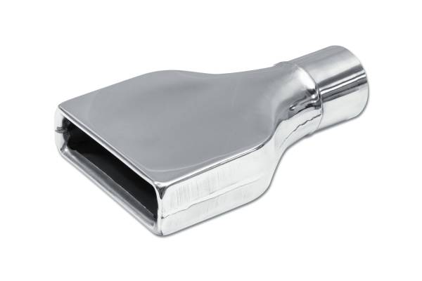 Street Style - Street Style - SS027C Polished Stainless Single Wall Camaro Exhaust Tip - 8.0" x 2.0" Rectangle Straight Cut Rolled Edge Outlet / 2.5" Inlet / 10.0" Length - Image 1