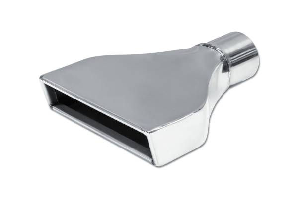 Street Style - Street Style - SS027E Polished Stainless Single Wall Camaro Exhaust Tip - 8.0" x 2.0" Rectangle Angle Cut Rolled Edge Outlet / 2.5" Inlet / 10.0" Length - Image 1
