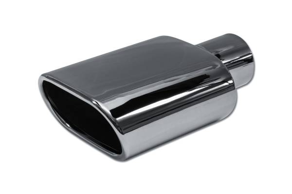Street Style - Street Style - SS043S2 Black Chrome Single Wall Exhaust Tip - 5.5" x 3.0" Oval Angle Cut Rolled Edge Outlet / 2.25" Inlet / 9.0" Length - Image 1