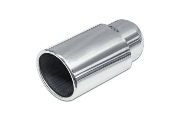 Street Style - Street Style - SS054 Polished Stainless Double Wall Exhaust Tip - 3.75" x 3.25" Oval Straight Cut Rolled Edge Outlet / 2.25" Inlet / 9.0" Length - Image 1
