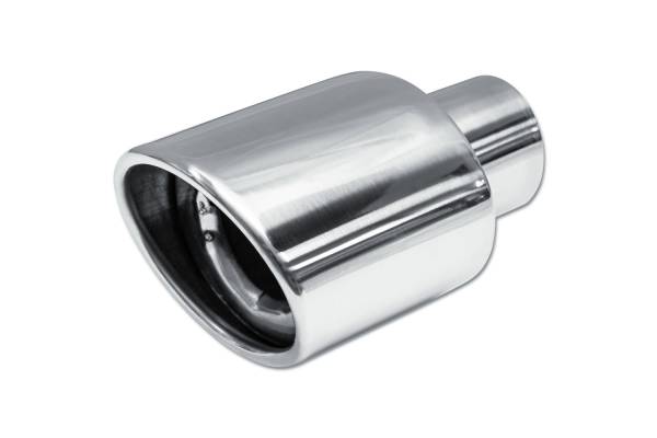 Street Style - Street Style - SS062 Polished Stainless Double Wall Exhaust Tip - 4.5" x 3.75" Oval Angle Cut Rolled Edge Outlet / 2.25" Inlet / 7.0" Length - Image 1