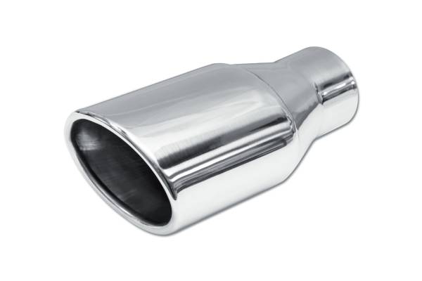 Street Style - Street Style - SS064 Polished Stainless Double Wall Exhaust Tip - 4.5" x 3.5" Oval Angle Cut Rolled Edge Outlet / 2.5" Inlet / 8.0" Length - Image 1