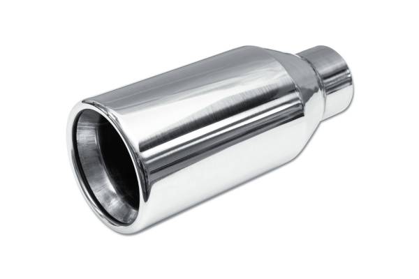 Street Style - Street Style - SS075 Polished Stainless Double Wall Exhaust Tip - 4.0" Straight Cut Rolled Edge Outlet / 2.25" Inlet / 9.0" Length - Image 1