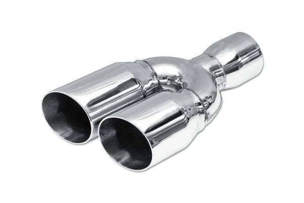 Street Style - Street Style - SS080 Polished Stainless Double Wall Dual Exhaust Tip - 3.0" Angle Cut Outlets / 3.5" Inlet / 13.0" Length - Staggered - Image 1