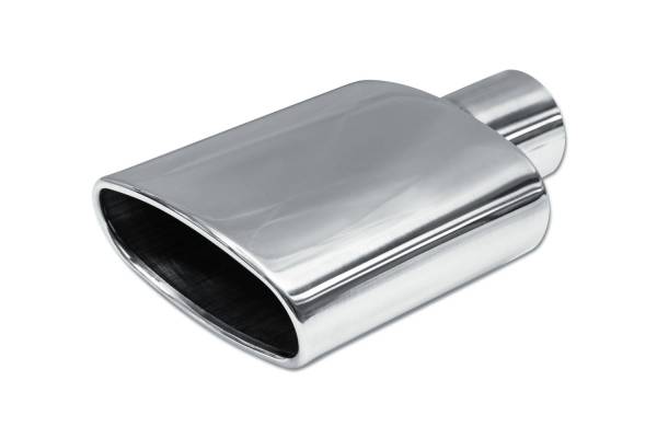 Street Style - Street Style - SS081 Polished Stainless Single Wall Exhaust Tip - 6.0" x 3.0" Oval Angle Cut Rolled Edge Outlet / 2.25" Inlet / 9.0" Length - Image 1