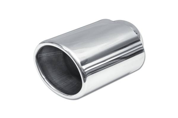 Street Style - Street Style - SS116 Polished Stainless Double Wall Exhaust Tip - 4.5" x 3.25" Oval Straight Cut Rolled Edge Outlet / 2.25" Inlet / 6.0" Length - Image 1