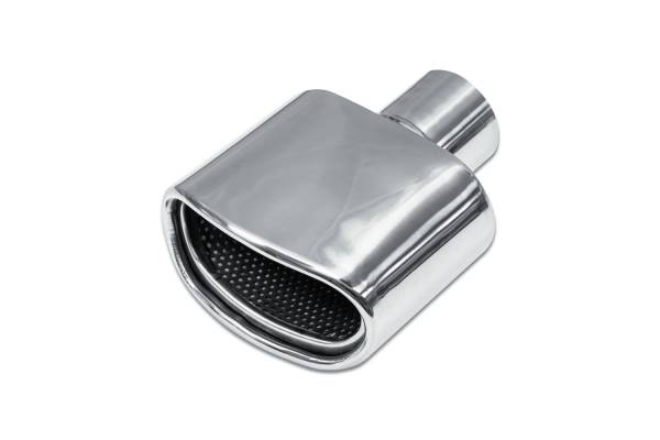 Street Style - Street Style - SS119 Polished Stainless Double Wall Exhaust Tip - 5.5" x 2.75" Oval Straight Cut Rolled Edge Outlet / 2.25" Inlet / 7.0" Length - Image 1