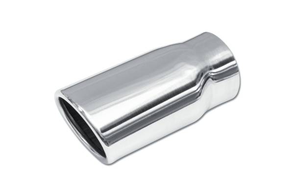 Street Style - Street Style - SS24076 Polished Stainless Single Wall Exhaust Tip - 3.0" x 2.5" Oval Angle Cut Rolled Edge Outlet / 2.25" Inlet / 6.0" Length - Image 1