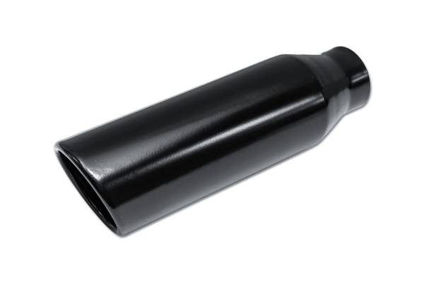 Street Style - Street Style - SS243512RACBLK Black Powder Coat Single Wall Exhaust Tip - 3.5" 15° Angle Cut Rolled Edge Outlet / 2.25" Inlet / 12.0" Length - Image 1