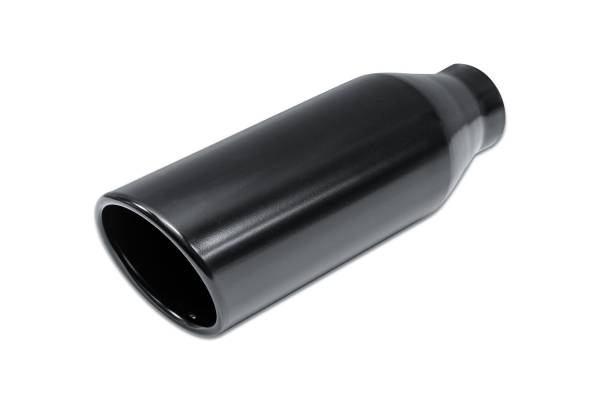 Street Style - Street Style - SS244012RACBLK Black Powder Coat Single Wall Exhaust Tip - 4.0" 15° Angle Cut Rolled Edge Outlet / 2.25" Inlet / 12.0" Length - Image 1