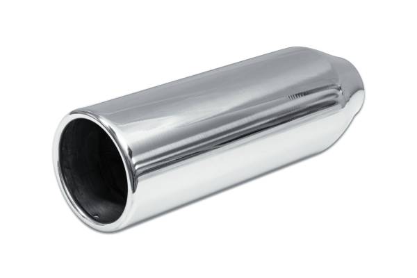 Street Style - Street Style - SS244012RPL Polished Stainless Single Wall Exhaust Tip - 4.0" Straight Cut Rolled Edge Outlet / 2.25" Inlet / 12.0" Length - Image 1