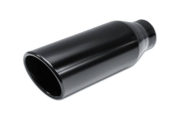 Street Style - Street Style - SS254012RACBLK Black Powder Coat Single Wall Exhaust Tip - 4.0" 15° Angle Cut Rolled Edge Outlet / 2.5" Inlet / 12.0" Length - Image 1