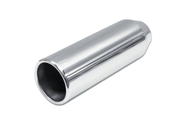 Street Style - Street Style - SS254012RPL Polished Stainless Single Wall Exhaust Tip - 4.0" Straight Cut Rolled Edge Outlet / 2.5" Inlet / 12.0" Length - Image 1