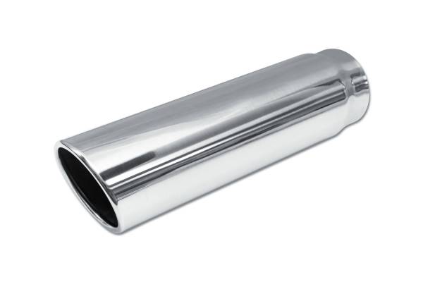 Street Style - Street Style - SS354015RAC Polished Stainless Single Wall Exhaust Tip - 4.0" 15° Angle Cut Rolled Edge Outlet / 3.5" Inlet / 15.0" Length - Image 1