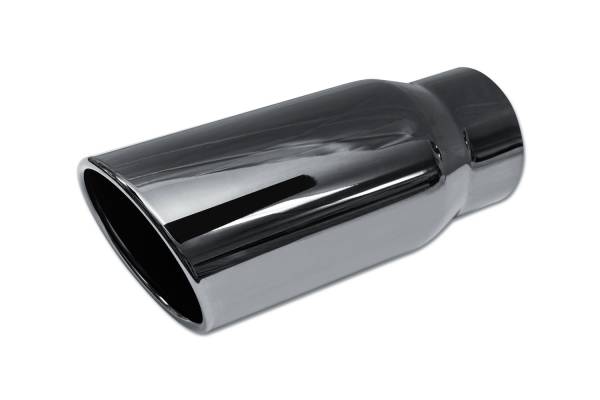 Street Style - Street Style - SS405012RAC2 Black Chrome Single Wall Exhaust Tip - 5.0" 15° Angle Cut Rolled Edge Outlet / 4.0" Inlet / 12.0" Length - Image 1