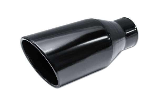 Street Style - Street Style - SS407015RACBLK Black Powder Coat Single Wall Exhaust Tip - 7.0" 15° Angle Cut Rolled Edge Outlet / 4.0" Inlet / 15.0" Length - Image 1