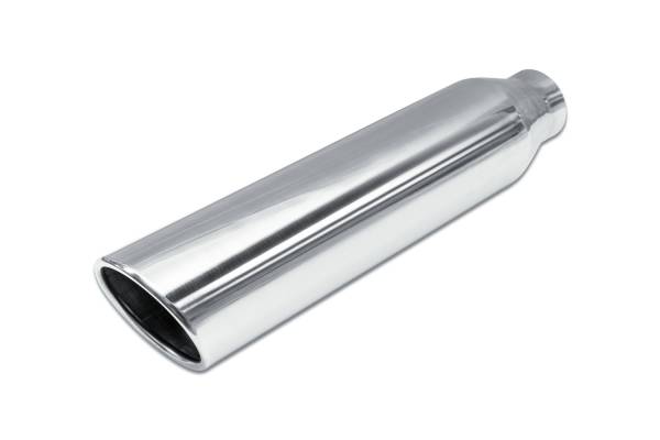 Street Style - Street Style - SS5818RAC Polished Stainless Single Wall Exhaust Tip - 4.0" 15° Angle Cut Rolled Edge Outlet / 2.5" Inlet / 18.0" Length - Image 1