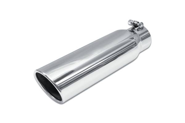 Street Style - Street Style - SS6815RAB Polished Stainless Single Wall Exhaust Tip - 4.0" 15° Angle Cut Rolled Edge Outlet / 3.0" Inlet / 15.0" Length - Image 1