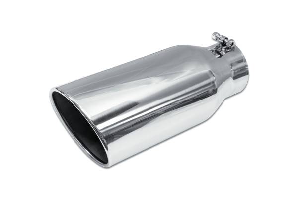 Street Style - Street Style - SS8015RAB Polished Stainless Single Wall Exhaust Tip - 6.0" 15° Angle Cut Rolled Edge Outlet / 4.0" Inlet / 15.0" Length - Image 1