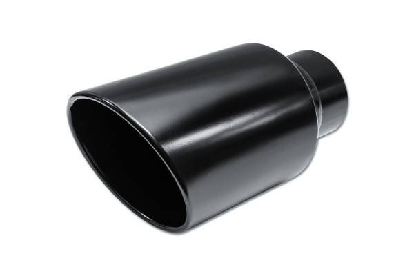 Street Style - Street Style - SS508015RACBLK Black Powder Coat Single Wall Exhaust Tip - 8.0" 15° Angle Cut Rolled Edge Outlet / 5.0" Inlet / 15.0" Length - Image 1