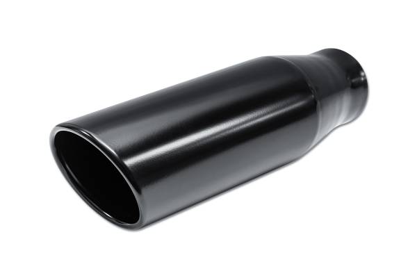 Street Style - Street Style - SS355015RACBLK Black Powder Coat Double Wall Exhaust Tip - 5.0" 15° Angle Cut Rolled Edge Outlet / 3.5" Inlet / 15.0" Length - Image 1