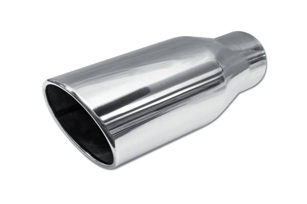 Street Style - Street Style - SS406015RAC Polished Stainless Single Wall Exhaust Tip - 6.0" 15° Angle Cut Rolled Edge Outlet / 4.0" Inlet / 15.0" Length - Image 1