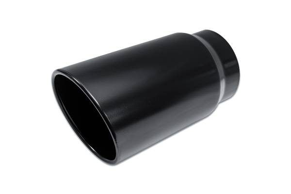 Street Style - Street Style - SS507015RACBLK Black Powder Coat Single Wall Exhaust Tip - 7.0" 15° Angle Cut Rolled Edge Outlet / 5.0" Inlet / 15.0" Length - Image 1