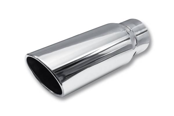 Street Style - Street Style - SS405014RAC Polished Stainless Single Wall Exhaust Tip - 5.0" 15° Angle Cut Rolled Edge Outlet / 4.0" Inlet / 15.0" Length - Image 1