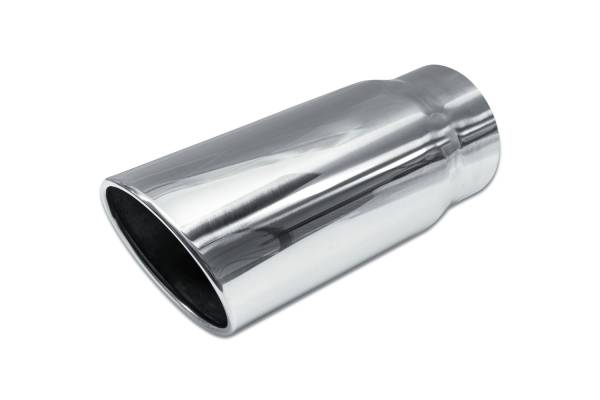 Street Style - Street Style - SS506015RAC Polished Stainless Single Wall Exhaust Tip - 6.0" 15° Angle Cut Rolled Edge Outlet / 5.0" Inlet / 15.0" Length - Image 1